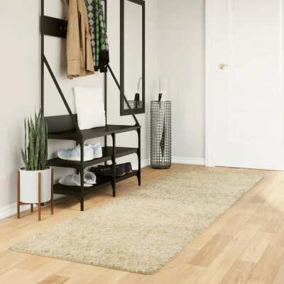 Afbeelding van Vloerkleed shaggy hoogpolig modern 80x250 cm goudkleurig