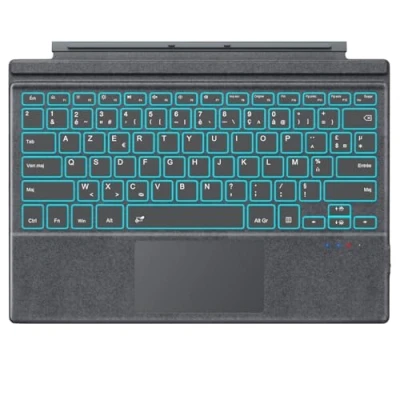 Afbeelding van MoKo Frans toetsenbord, compatibel met Microsoft Surface Pro 7 Plus/Pro 7/Pro 6/Pro 5/Pro 4/Pro 3, AZERTY toetsenbord touchpad, led achtergrondverlichting, kleuren, oplaadbare batterij