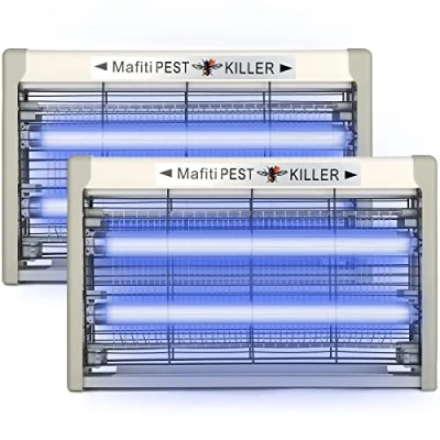 Afbeelding van Elektrische Insectenmoordelaar, Mafiti muggenmoordelaar Vliegenval Binnenmuggenzapper 20W met UV licht, Muggenval voor Keuken, Huis, Binnenplaats (Grijs)