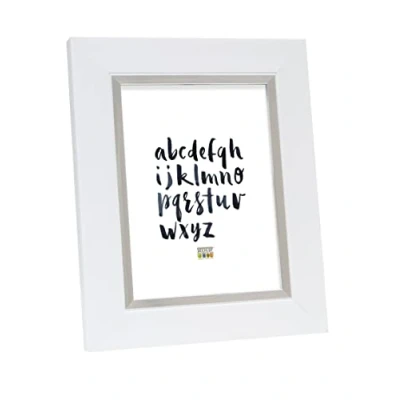 Afbeelding van Deknudt Frames fotolijst S41NK1 wit met zilverbies 18x24 cm