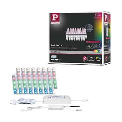 Afbeelding van Paulmann 78884 LED Strip MaxLED 500 basisset Smart Home Zigbee IP44 3m incl. 1x23 W dimbaar RGBW lichtbesturing zilver kunststof lichtstrip 3000 K