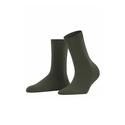Afbeelding van FALKE Cosy Wool sokken voor dames, ademende klimaatregulerende geurremmende wol, versterkte platte naad drukvrije teen, eenkleurig, zakelijk dagelijks gebruik, 1 paar, Groen (Military 7826) nieuw