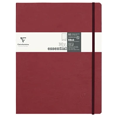 Afbeelding van Clairefontaine 794432C Collectie Age Bag Elastisch Gebonden Notitieboek Rood B5 19x25cm 192 Genummerde Pagina&#039;s met Stippen (DOT) Ivoor Papier 90g Glanzende leer korrel Karton Cover