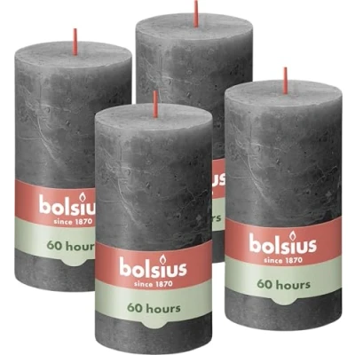 Afbeelding van Stompkaarsen Shine 4 st rustiek 130x68 mm stormgrijs