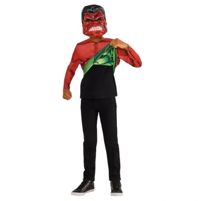 Afbeelding van Rubies Officiële Marvel Hulk omkeerbare top en maskers, kinderen superheld verkleedkleding, maat 5 6 jaar