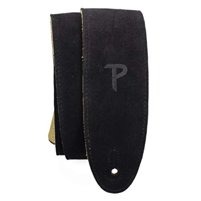 Afbeelding van Perri&#039;s Leathers Ltd. Gitaarriem, instelbaar, schapenvachtvulling, zwart, voor akoestiek, bas, elektrische gitaren, gemaakt in Canada (BBS 202)