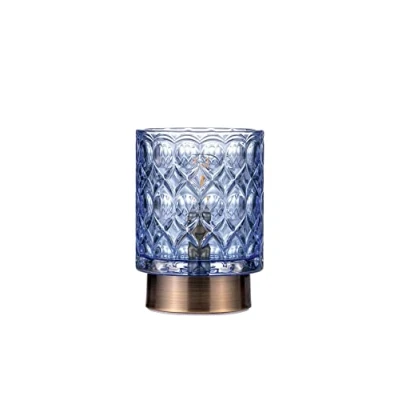 Afbeelding van Pauleen 48242 Chic Glamour mobiele tafellamp glas timerfunctie 6H batterij glazen lamp zonder kabel blauw/messing