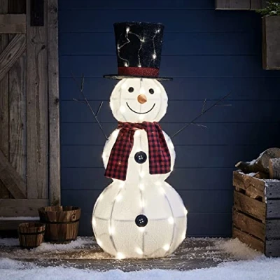 Afbeelding van Lights4fun Sneeuwpop met 50 leds, kerstverlichting voor buiten, kerstfiguur timer, kerstdecoratie buiten