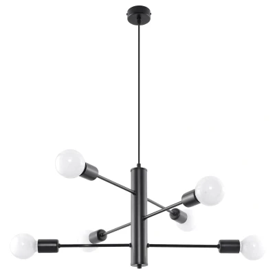 Afbeelding van Plafondlamp DUOMO zwart 6 lichtpunten E27 60x60x85cm IP20 230V AC