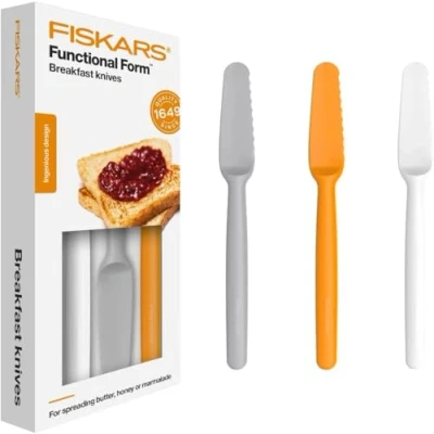 Afbeelding van Fiskars Ontbijtmessen, 3 delige messenset, kunststof, wit/oranje/grijs, Functional Form, 1016121