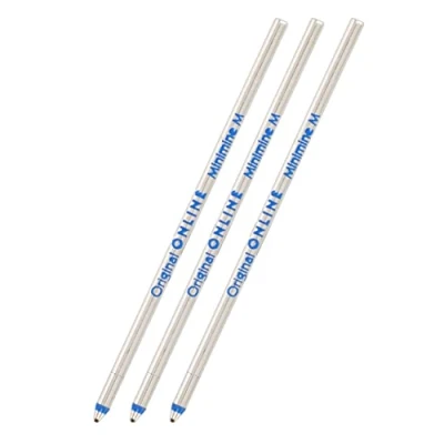 Afbeelding van mini balpen navullingen Online Internationale standaard D1 navullingen, lijnbreedte m, onuitwisbaar, set van 3 balpenvullingen in blauwe inkt, breedte 40011/3