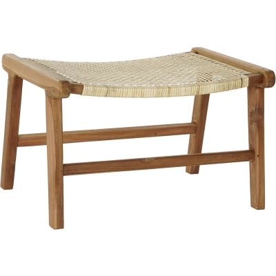 Afbeelding van Kruk DKD Home Decor Rotan Teakboom (65 x 47 40 cm)