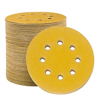Afbeelding van STEBRUAM 100 stks 125 mm schuurschijven, schuurschijven pads voor Willekeurige Orbitale Sander en Alle Oscillerende Tools, gele Hook and Loop 80 Grit 8 Hole 5 Inch Rond