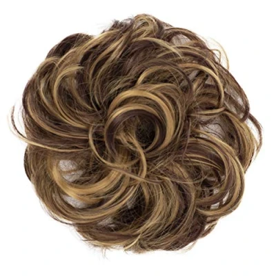 Afbeelding van CAISHA Haarstukje Haarwokkel Opgestoken Bruids Kapsel Volumineus Gekruld Knoet Kastanjebruin Donkerblond Mix G40A