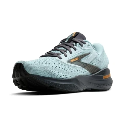 Afbeelding van Brooks Adrenaline GTS 24 Ondersteunende hardloopschoen voor heren, Winterhemel/Ebbehout/Oranje, 44 EU