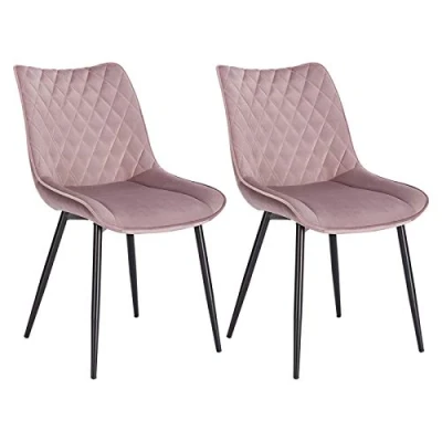 Afbeelding van WOLTU BH209dgr 2 eetkamerstoelen set van 2, keukenstoelen fluwelen zitting metalen poot, donkergrijs