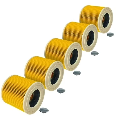 Afbeelding van vhbw Set van 5 cartridgefilters, filterpatroon, vervanging voor Kärcher 6.414 552.0, compatibel met nat , droogzuiger, waszuiger