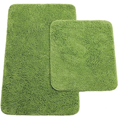 Afbeelding van Brandsseller Badkamermatten, set van 2 badmatten: ca. 50/80 cm en wc mat 45/50 cm. Kleur: groen.