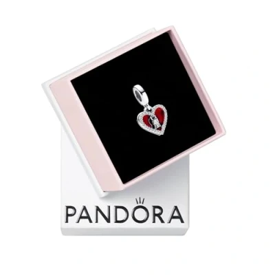 Afbeelding van Pandora 7190480454 Red Heart &amp; Keyhole Double Hangende Bedel inStock horloge Zilverkleur