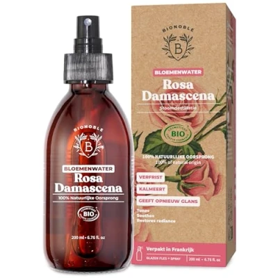 Afbeelding van BIOLOGISCH ROZENWATER 100% Puur &amp; Natuurlijk Geen Alcohol Toegevoegd, Zonder Conserveermiddelen Gezicht, Oogcontour, Lichaam, Haar Rose Water Glazen Fles + Verstuiver (200ml)