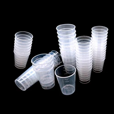 Afbeelding van YuChiSX 50 stuks bekers, schaal van kunststof, schaalbekers, transparant, bekers voor het mengen verf, epoxy, hars (30 ml, 30 stuks, ml 20 stuks)