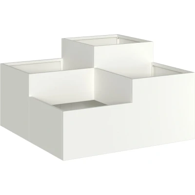 Afbeelding van vidaXL Tuinplantbak 80x80x48 cm Witte Staal