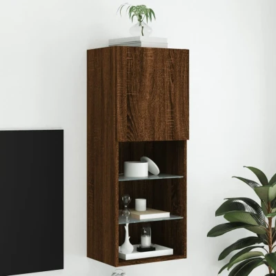 Afbeelding van Tv meubel met LED verlichting 40,5x30x102 cm bruineikenkleurig