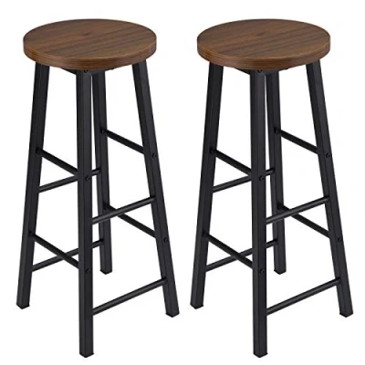 Afbeelding van WOLTU Set van 2 Barkrukken Industriële stijl,Bistrokruk Metalen structuur MDF oppervlak,Donkere beuken BH130dc