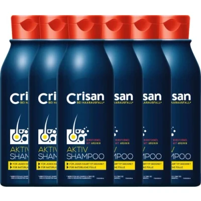 Afbeelding van Crisan actieve shampoo tegen haaruitval, verzorgingsshampoo voor dagelijks gebruik natuurlijke haarvulling, set van 6 (6 x 250 ml)