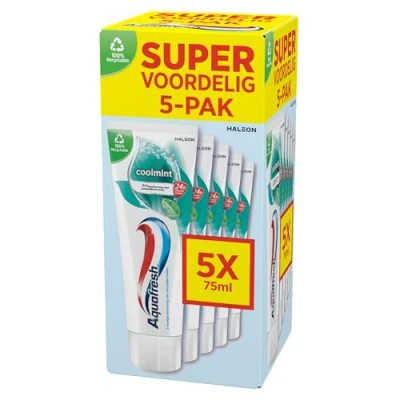 Afbeelding van Aquafresh Coolmint Tandpasta Supervoordelig 5X75ml