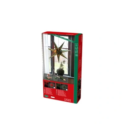 Afbeelding van KONSTSMIDE Sierster Kerstster, kerstversiering Papieren ster, led ster met groen fluweel, geperforeerd, 7 punten (1 stuk)