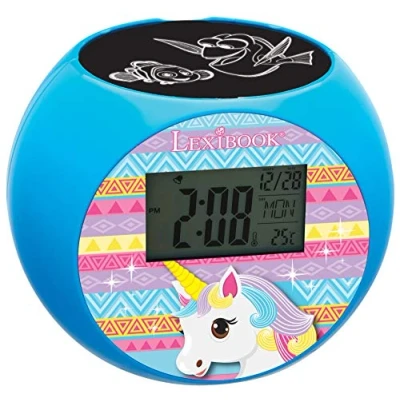 Afbeelding van Lexibook Lexbook Eenhoorn Unicorn Wekkerradio met projector, Geluidseffecten, Batterijen, blauw RL975UNI