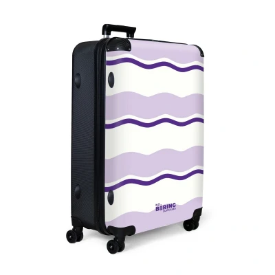 Afbeelding van NoBoringSuitcases.com® Koffer groot Reiskoffer lichtgewicht Golvende strepen in paarse tinten Rolkoffer met 4 wielen Grote trolley XL 98 liter bagage