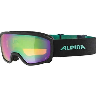 Afbeelding van ALPINA Unisex Kinderen, SCARABEO JR. Q LITE Skibril, black aqua matt, One Size