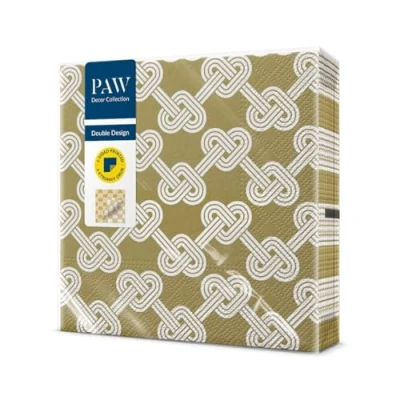 Afbeelding van PAW Papieren Servetten 3 laags (33 x 33 cm) I 20 Stuks Perfect voor Verjaardagen, Feesten, Bruiloften, Communie, Vieringen Tafeldecoratie Dubbelzijdig Bedrukt Harten Pretzels