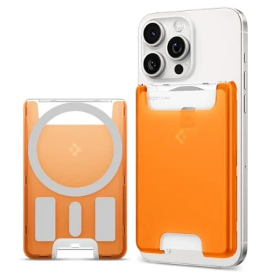 Afbeelding van Spigen Classic C1 MagFit Magnetische Kaarthouder Ontworpen voor Magsafe Compatibel met iPhone 16/15/14/13/12 Modellen Wallet Tangerine