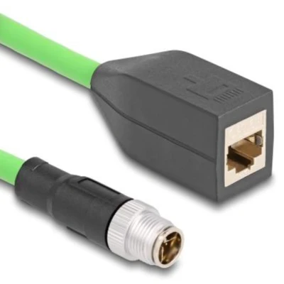 Afbeelding van Delock M12 Kabel X kodiert 8 Pin Stecker zu RJ45 Buchse PUR (TPU) 0,5