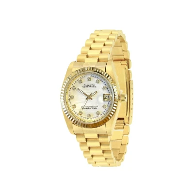 Afbeelding van PHILIPPE CONSTANCE &quot;LARGE SERRATED GOLD&quot; STONES WHITE MARBLE