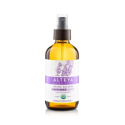Afbeelding van Alteya Organic Lavendel Water Spray 240 ml Glazen Fles 100% USDA Gecertificeerd Organisch Authentiek Puur Natuurijke Bloem Gedestilleerd en Direct Verkocht door de Lavendelkweker Organics