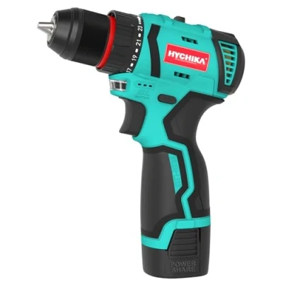 Afbeelding van HYCHIKA Accuboormachine 18 V, 2,0 mAh, 35 Nm slagboring, 21 + 1 koppelinstellingen &amp; 2 snelheden, snellader, geïntegreerde led, 22 accessoires