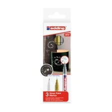 Afbeelding van edding 780/3S metallic lakmarker set assorti 3 stuks: wit, goud, zilver 0,8mm