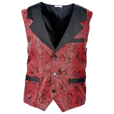 Afbeelding van Widmann Vampier &amp; Dracula Kostuum Graaf Steampunk Gilet Man Rood, Zwart XL Halloween Verkleedkleding
