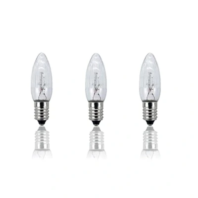 Afbeelding van Hellum Vervangende kaarsen voor kaarsboog, 3 stuks, 12 V, W, geribbelde kerstboom, kaarsen, lichtketting, binnen met 20 brandpunten, lampen lichtboog, E10/12V/3W/22lumen, 920024