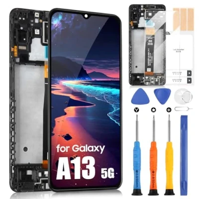 Afbeelding van lcd scherm voor Samsung Galaxy A13 5G, display 5G SM A136B touchscreen, digitizer, vervangende montage met reparatieset (6,5 inch, zwart frame)