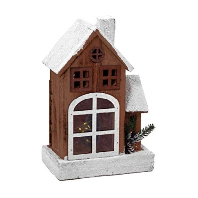 Afbeelding van Spetebo Led kersthuis met sneeuwdak, 29 cm, lichthuis, tafel, raam, decoratie, verlicht kerstversiering