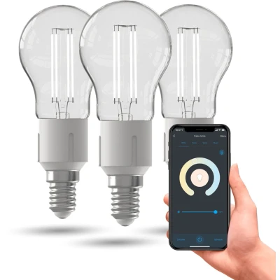 Afbeelding van Calex Slimme Lamp set van 3 stuks, Wifi LED Filament Verlichting, E14, Smart Lichtbron Helder, Dimbaar, Warm Wit licht, 4,5W