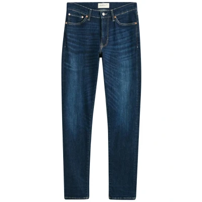 Afbeelding van Gant heren Slim fit jeans met steekzakken in de kleur Donkerblauw, maat: W36/L34