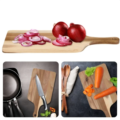 Afbeelding van Cheqo Houten Snijplank Stijlvolle Tapasplank Serveerplank Hout Borrelplank Middelgroot Kaasplank