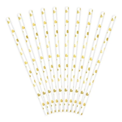 Afbeelding van Partydeco Rietjes gold hartjes (10 stuks)