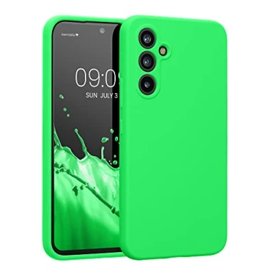 Afbeelding van kwmobile telefoonhoesje compatibel met Samsung Galaxy A54 5G hoesje Back cover siliconen coating Smartphone case in neon groen